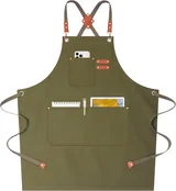 View 1: AFUN grey green 12 oz water-repellent apron, front view