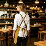 View 3: AFUN brown 12 oz water-repellent apron, detail view 3