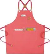 View 1: AFUN pink 12 oz water-repellent apron, front view