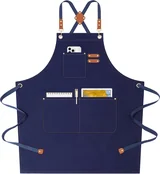 View 1: AFUN dark blue 12 oz water-repellent apron, front view