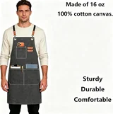 View 4: AFUN grey 16 oz canvas apron, detail view 4