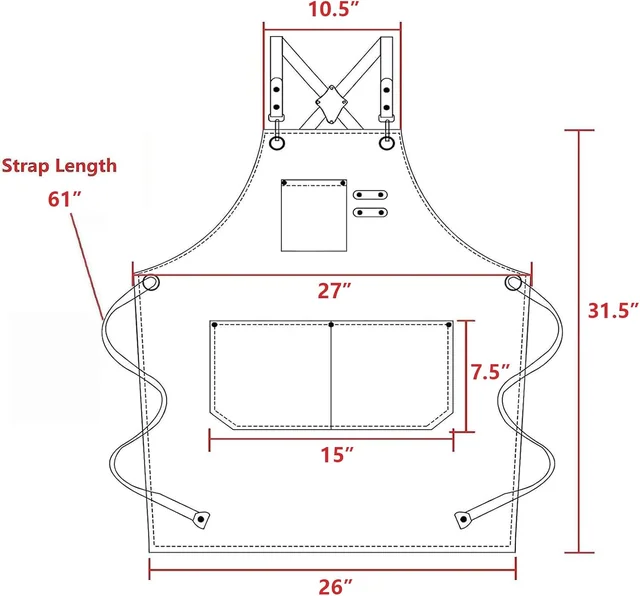 AFUN black 16 oz canvas apron, detail view 4