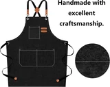 View 5: AFUN black 16 oz canvas apron, detail view 5