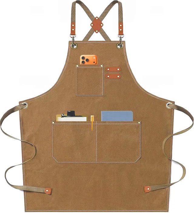 AFUN brown 16 oz canvas apron, front view