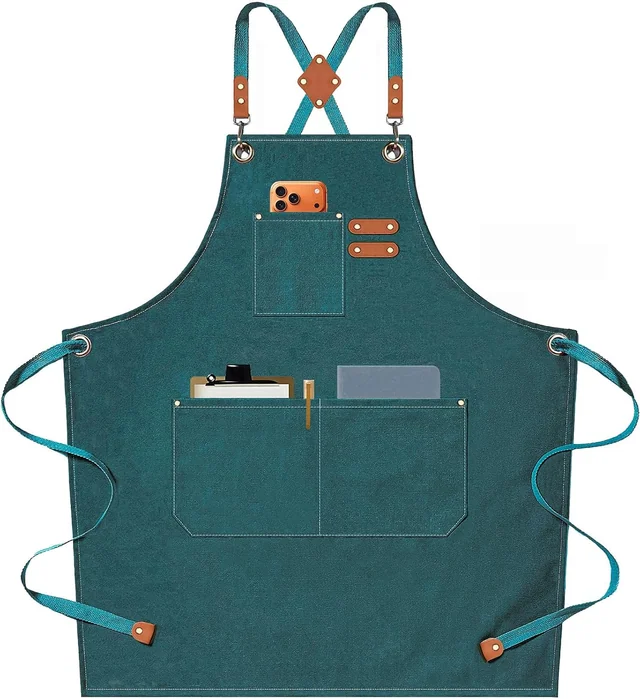 AFUN dark green 16 oz canvas apron, front view