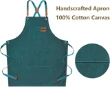 View 5: AFUN dark green 16 oz canvas apron, detail view 5