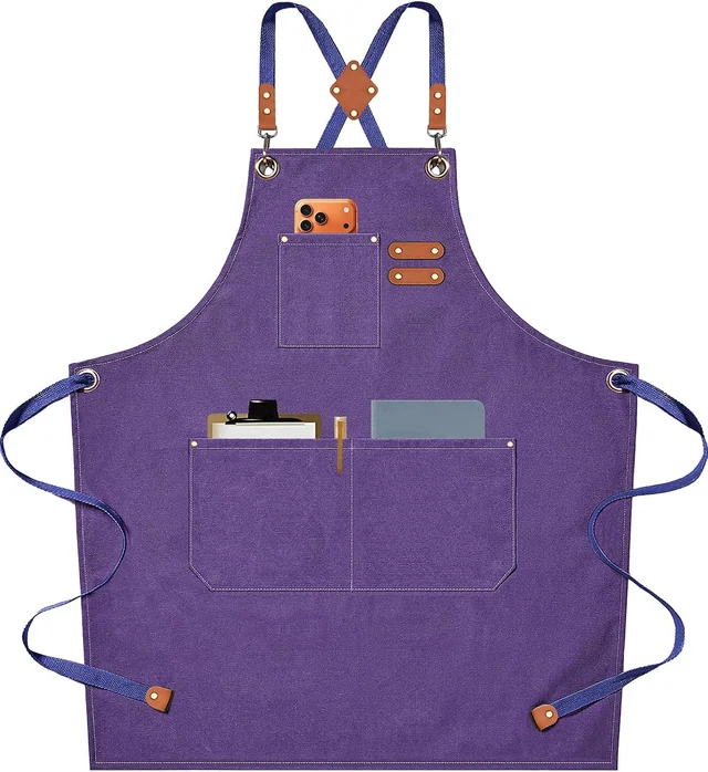 AFUN purple 16 oz canvas apron, front view