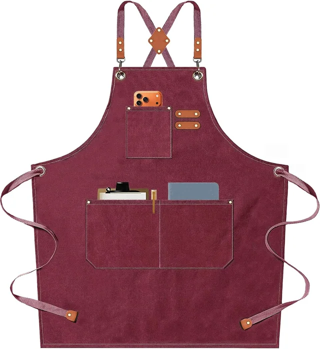 AFUN dark red 16 oz canvas apron, front view