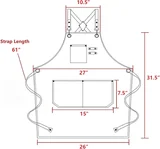 View 2: AFUN dark red 16 oz canvas apron, detail view 2
