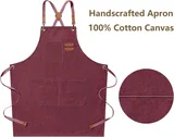 View 5: AFUN dark red 16 oz canvas apron, detail view 5